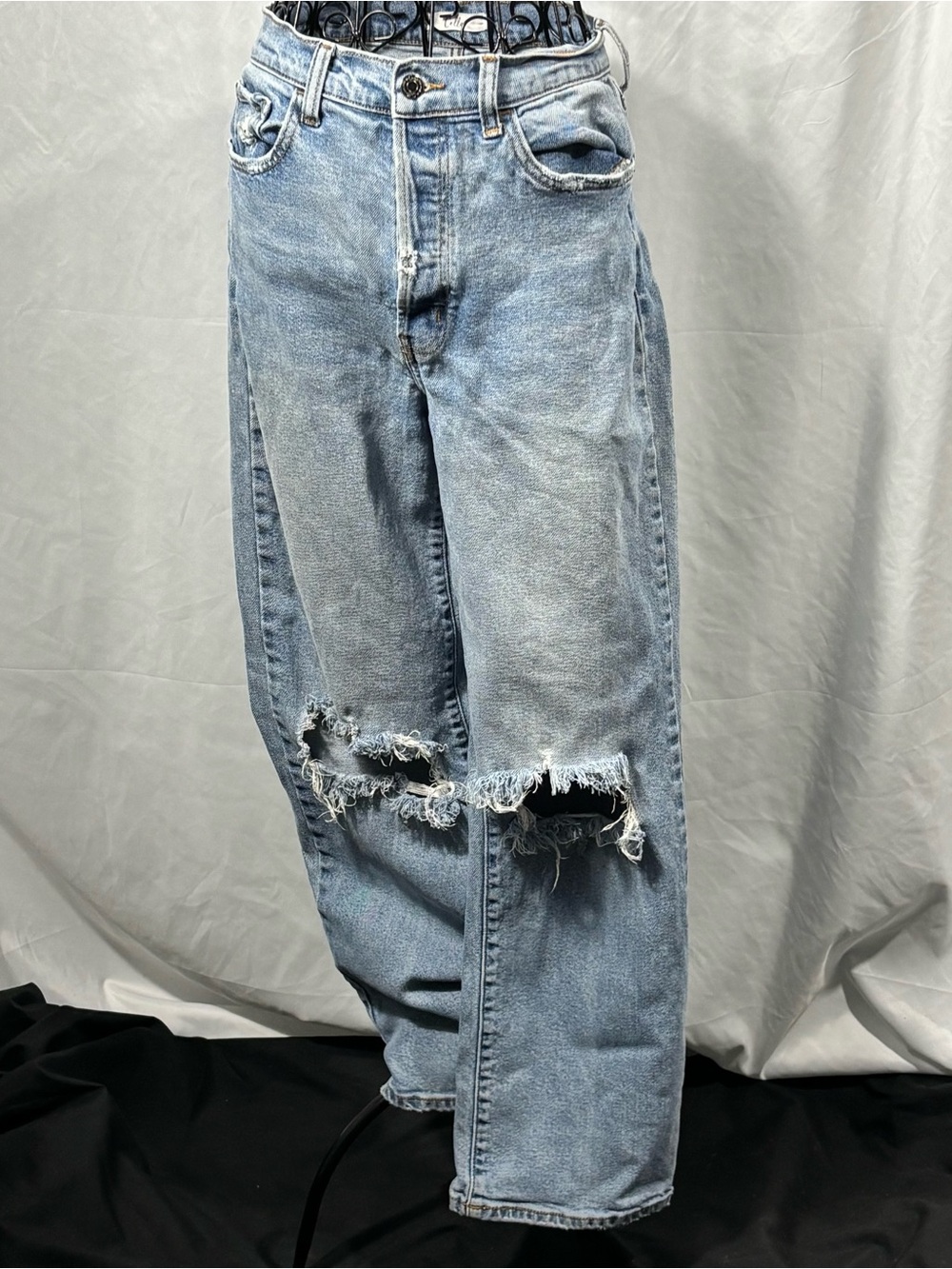 Cello Light Blue Distressed Wide-Leg Jeans
